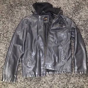 Men's Hooded Leather Jacket